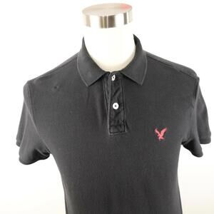 American Eagle Mens Classic Fit Black Polo Shirt M